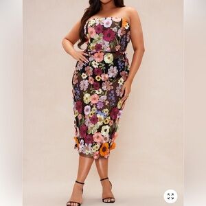 Fashion Nova Black Floral Embroidered Dress